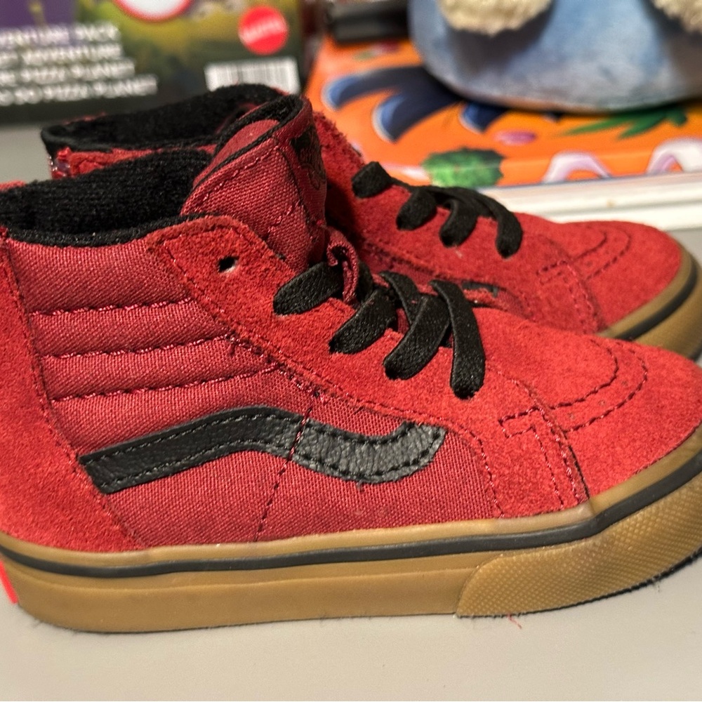 Vans Kids Red and Black High-Top Sneakers